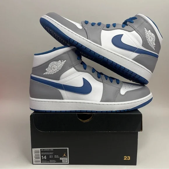 Nike Air Jordan 1 Mid Retro “True Blue/Cement Grey” 2023 - Picture 1 of 4